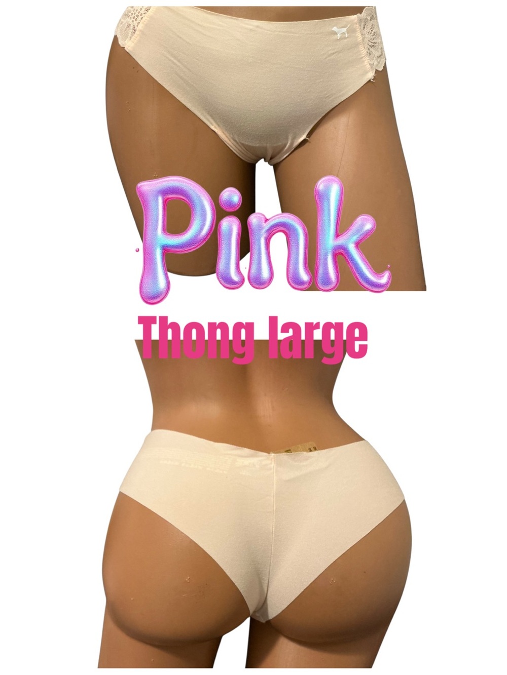 PINK Victoria's Secret Cream Lace-Trim thong  Panty